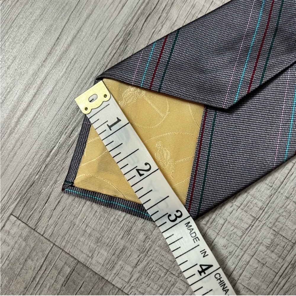 PAUL STUART VINTAGE SILK HANDMADE STRIPED TIE GRAY - Picture 8 of 9